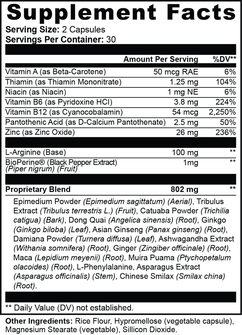 Supplement Facts — Amélioration de la sexualité féminine