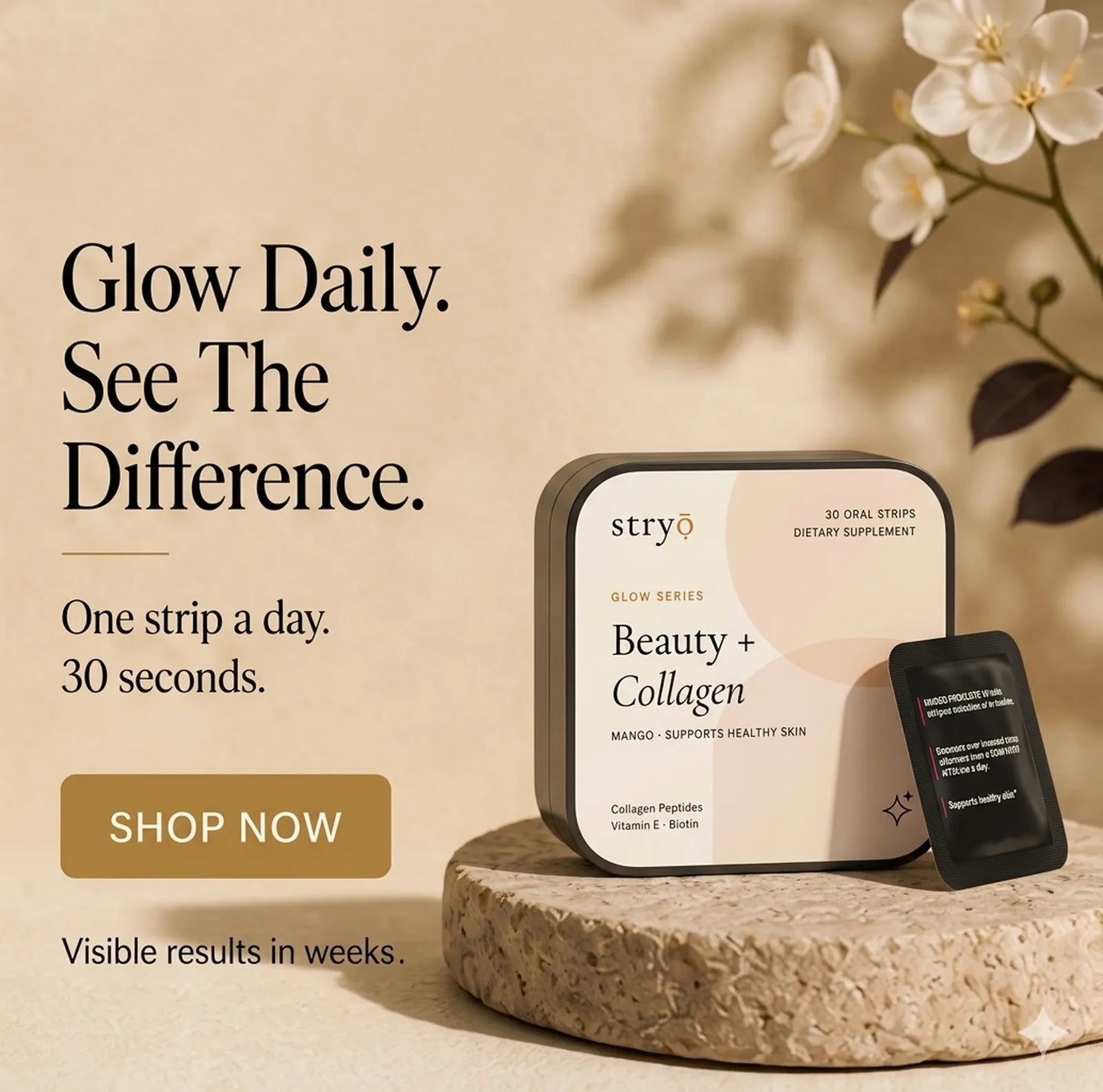 Stryō Glow · Strips de beauté à base de collagène