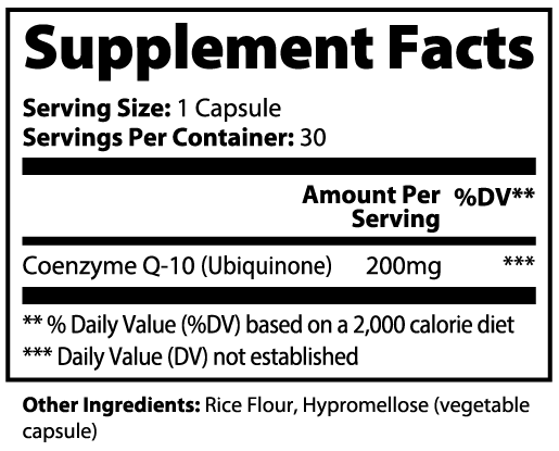 Supplement Facts — Stryō CoQ10 Ubiquinone