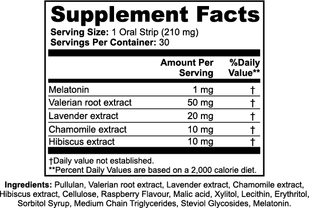Supplement Facts — Stryō Zen · Bandelettes de Sommeil