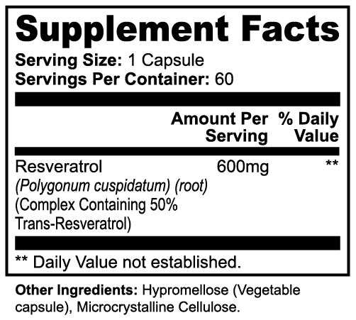 Supplement Facts — Resvératrol 50% 600mg